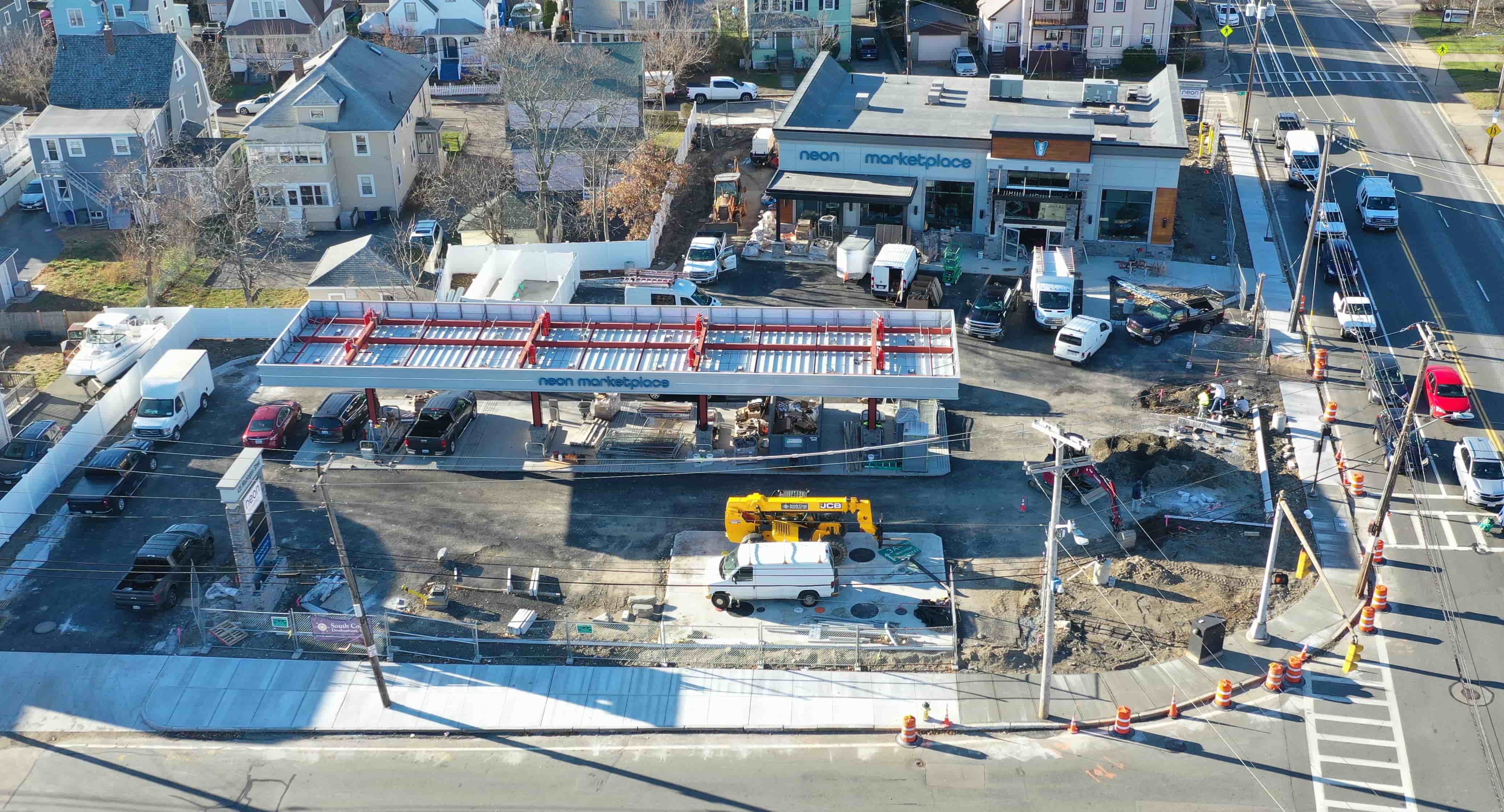 Construction site aerial overview